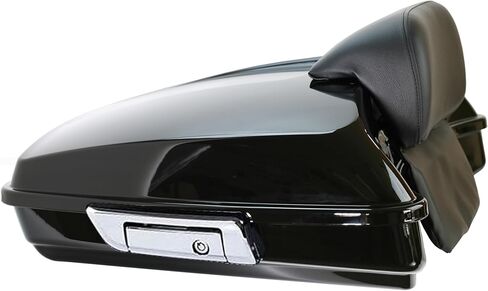 5.5'' Vivid Black Razor Tour Trunk Chrome Latches W/Backrest Pad Fit for Harley Touring Road Glide Street Glide Electra Glide Road King 1997-2008 (Razor Tour LuggageTrunk +Mounting Rack(1997-2008)) in Saudi Arabia
