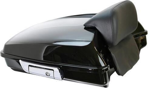 5.5'' Vivid Black Razor Tour Trunk Chrome Latches W/Backrest Pad Fit for Harley Touring Road Glide Street Glide Electra Glide Road King 1997-2008 (Razor Tour LuggageTrunk +Mounting Rack(1997-2008)) in Saudi Arabia