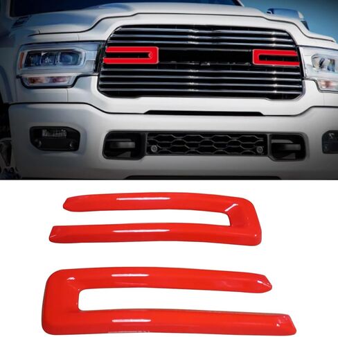Red Front Bumper Grille Grill Covers Overlay 2019 2020 2021 2022 2023 2024 for Dodge Ram 2500 3500 4500 5500 U Bar Insert Cover Not the Replacement ABS in Saudi Arabia