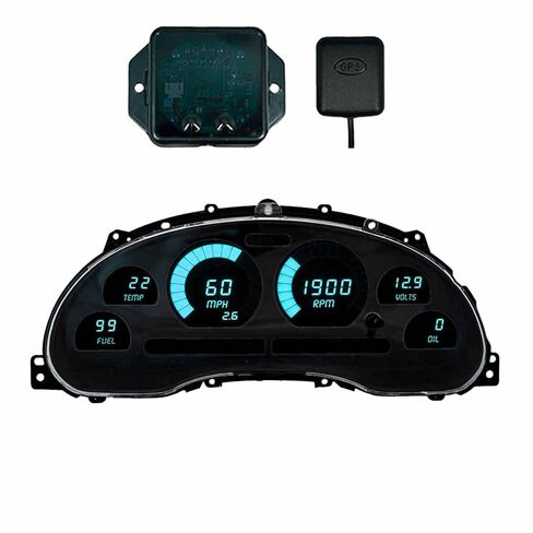 LED Digital Gauge Cluster Compatible with Ford Mustang 1994-2004 – Backlight, GPS Speed Sensor, Oil Pressure & Temp Senders, Dash Replacement, Direct Fit Upgrade (Teal) in Kuwait