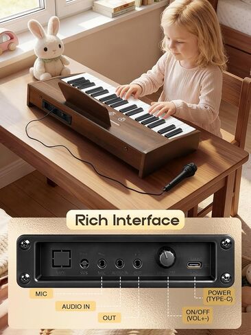 Kids Piano Keyboard, 37 Keys Digital Piano for Kids, Touch Control Buttons, Music Educational Instrument Toy, Built-in Songs & Rhythms, Wood Toy for 3+ Girls and Boys(Dark Brown) in Saudi Arabia