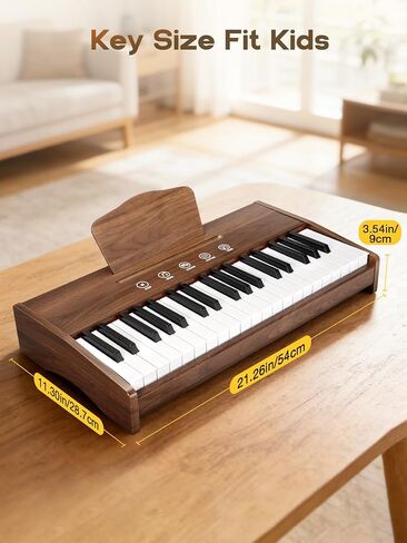 Kids Piano Keyboard, 37 Keys Digital Piano for Kids, Touch Control Buttons, Music Educational Instrument Toy, Built-in Songs & Rhythms, Wood Toy for 3+ Girls and Boys(Dark Brown) in Saudi Arabia