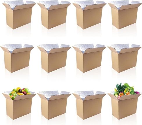 Insulated Shipping Box Honeycomb Paper With Aluminum Foil Liner, Reusable Large Foil Cooler Carton Moving Kits for Mailing Packing 11" x 6" x 7", 6-Pack, Brown in Saudi Arabia