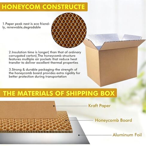 Insulated Shipping Box Honeycomb Paper With Aluminum Foil Liner, Reusable Large Foil Cooler Carton Moving Kits for Mailing Packing 11" x 6" x 7", 6-Pack, Brown in Saudi Arabia