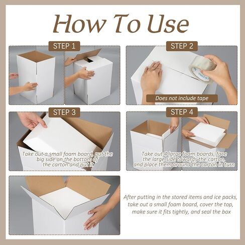 Feifeiya 4 Pack Insulated Shipping Cooler with Foam Panels 11" x 9" x 9" Reusable Shipping Box for Frozen Food Mailing Packing in Kuwait