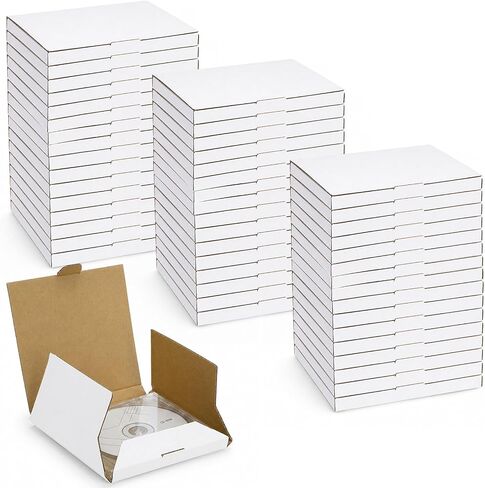 50 PCS 5 5/8"L× 5"W ×7/16"H CD Mailer Box, White CD Shipping Boxes, Corrugated Cardboard Box for CDs Jewel Case, Moving, Shipping, Packaging, Storage, Small Business in Kuwait