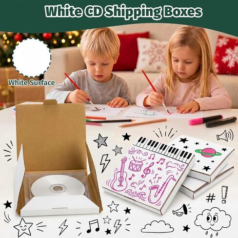 50 PCS 5 5/8"L× 5"W ×7/16"H CD Mailer Box, White CD Shipping Boxes, Corrugated Cardboard Box for CDs Jewel Case, Moving, Shipping, Packaging, Storage, Small Business in Kuwait