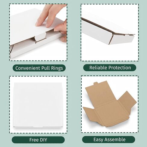 50 PCS 5 5/8"L× 5"W ×7/16"H CD Mailer Box, White CD Shipping Boxes, Corrugated Cardboard Box for CDs Jewel Case, Moving, Shipping, Packaging, Storage, Small Business in Kuwait