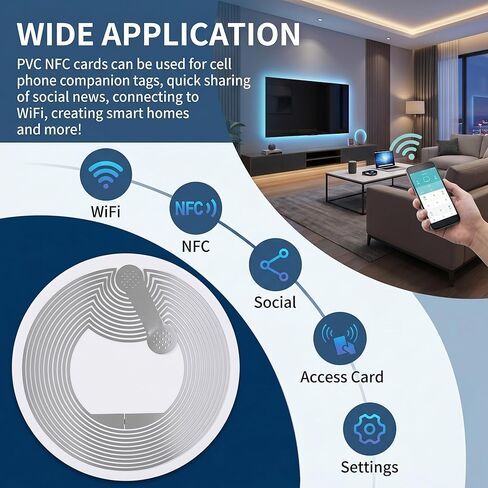 50 Pcs NFC Tags NTAG215 NFC Tag Stickers White Transparent NFC Cards,504 Bytes Memory Rewritable Programmable NFC Stickers,Compatible with All NFC Enabled Devices（25mm） in Kuwait