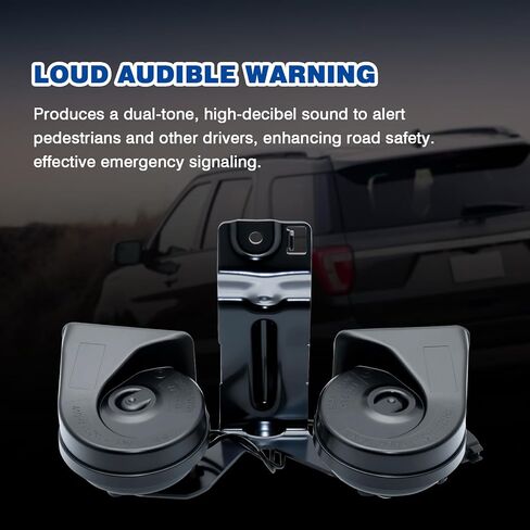 Horn Assembly Compatible with 2016-2019 Ford Explorer Police Interceptor Utility 2.3L L4 3.5L 3.7L V6 Dual Note Electric Horn with Bracket Replacement for GB5Z-13832-A GB5Z13832A in Kuwait