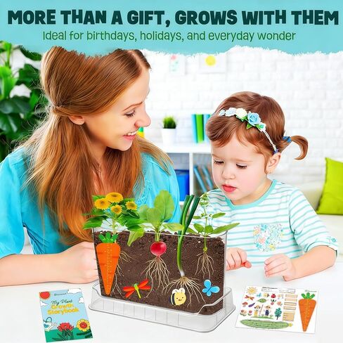 Root Viewer Kit for Kids - Science STEM Toys with Fun Stickers & Storybook, Craft Planting Kits for Ages 4-12, Birthday Gifts for Girls & Boys 4 5 6 7 8 9 10 Year Old(A Size) in Saudi Arabia