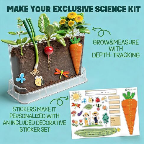 Root Viewer Kit for Kids - Science STEM Toys with Fun Stickers & Storybook, Craft Planting Kits for Ages 4-12, Birthday Gifts for Girls & Boys 4 5 6 7 8 9 10 Year Old(A Size) in Saudi Arabia