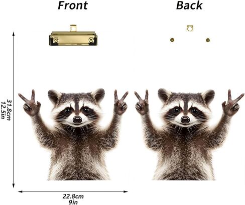 ALAZA Peace Raccoon Rock Animal Clipboards for Kids Student Women Men Letter Size Plastic Low Profile Clip, 9 x 12.5 in, Sliver Clip in Saudi Arabia