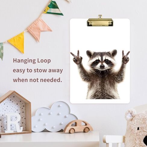 ALAZA Peace Raccoon Rock Animal Clipboards for Kids Student Women Men Letter Size Plastic Low Profile Clip, 9 x 12.5 in, Sliver Clip in Saudi Arabia