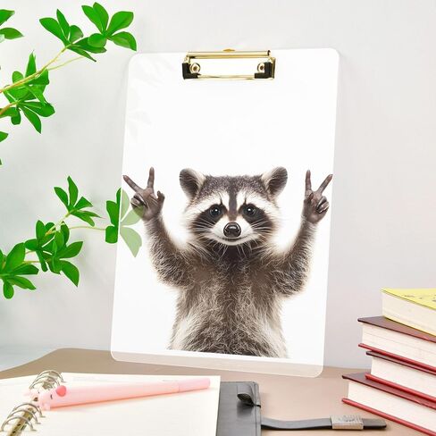 ALAZA Peace Raccoon Rock Animal Clipboards for Kids Student Women Men Letter Size Plastic Low Profile Clip, 9 x 12.5 in, Sliver Clip in Saudi Arabia