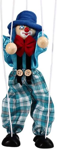 Pull String Doll Funny Colourful Pull String Marionette Vintage Clown Wooden Puppet Craft Toy Joint Activity Doll Gifts for Children in Saudi Arabia
