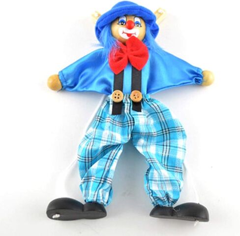 Pull String Doll Funny Colourful Pull String Marionette Vintage Clown Wooden Puppet Craft Toy Joint Activity Doll Gifts for Children in Saudi Arabia