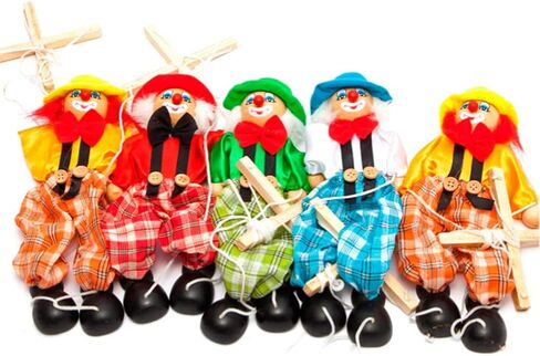 Pull String Doll Funny Colourful Pull String Marionette Vintage Clown Wooden Puppet Craft Toy Joint Activity Doll Gifts for Children in Saudi Arabia