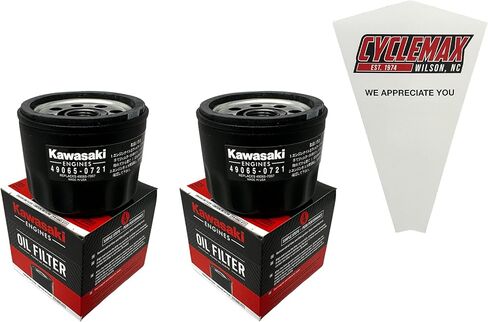عبوة من قطعتين من CYCLEMAX متوافقة مع فلتر زيت كاواساكي 49065-0721 تم استبداله بـ 49065-0736 وتحتوي على مرشحين وقمع in Kuwait