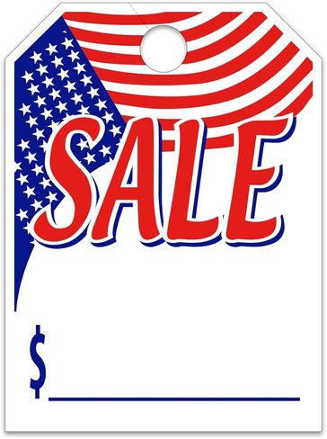 50 Pack Sale Hang TAG - Sale with Flag By Jumbo Rear View Mirror Large Hang Tags Car Lot Dealer Auto Dealership RED White Blue USA in Kuwait