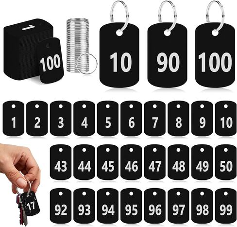 200 PCS Number Tags with Rings Plastic 1-200 Red Number ID Tags Waterproof Key Ring Tags Number Keychains Rectangular Luggage Tags with Numbers for House Lockers Dormitory Keys in Saudi Arabia