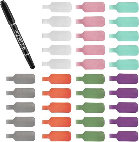 35 PCS Cable Labels (Large Size) - Leather Texture Cord Tags for Wire Organizing & Identification, Comes with 1 Dual-Tip Marker (Thick/Thin), Reusable & No Sticky Residue for Electronics/Home Theater in Saudi Arabia