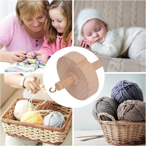 VINGVO Wooden Drop Spindle, Beechwood Top Whorl Spinning Wheel, Hand Carved Yarn Spindle with Notch & Hook, Ideal for Knitting, Crocheting, Beginners & Advanced Users in Kuwait