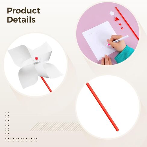 White Four-Leaf Design, 50 Pcs DIY Pinwheels Kit, Blank Pinwheel Craft Set, Creative Arts and Crafts Activity for Little Ones, for Outdoor Art, 8.3×11 in Kuwait