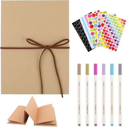 8 x 11 Inch Scrapbook Album with Brown Pages,Photo Album with DIY Accessories Kit,Stretchable Folding Kraft Paper Memory Book Accordion Adventure Scrapbook for Wedding Anniversary Graduation in Kuwait