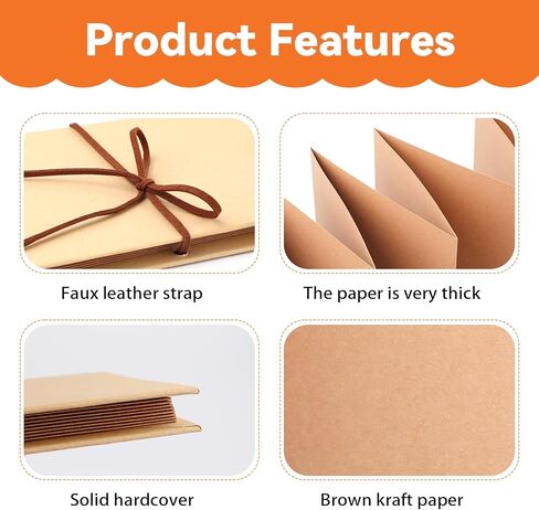 8 x 11 Inch Scrapbook Album with Brown Pages,Photo Album with DIY Accessories Kit,Stretchable Folding Kraft Paper Memory Book Accordion Adventure Scrapbook for Wedding Anniversary Graduation in Kuwait
