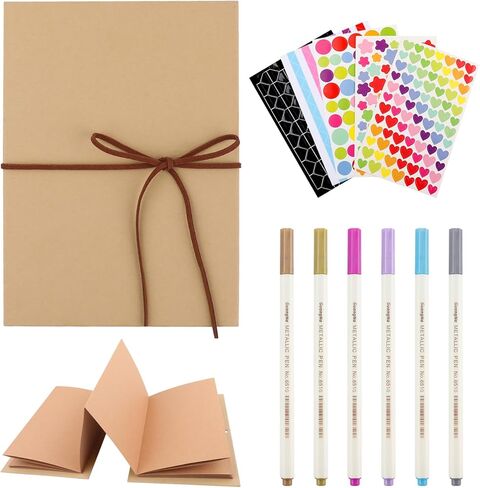 8 x 11 Inch Scrapbook Album with Brown Pages,Photo Album with DIY Accessories Kit,Stretchable Folding Kraft Paper Memory Book Accordion Adventure Scrapbook for Wedding Anniversary Graduation in Kuwait