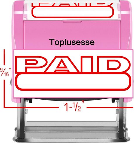 Self Inking Paid Stamp Business Paid Message Stamp Accounting Office Stamp-Purple Mount Red Ink in Saudi Arabia