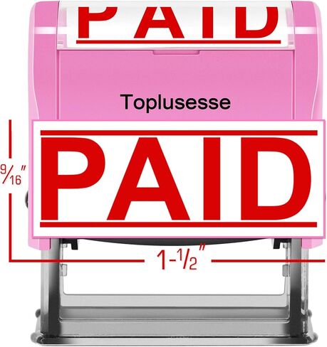 Self Inking Paid Stamp Business Paid Message Stamp Accounting Office Stamp-Purple Mount Red Ink in Saudi Arabia