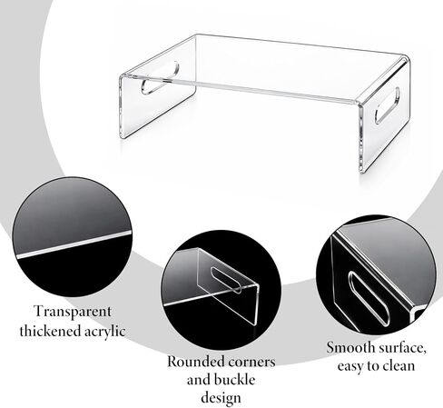 2 Pcs Acrylic Monitor Stand, Clear Laptop Stand with Handle Monitor Riser Desk Accessories for Office, School, Home in Kuwait