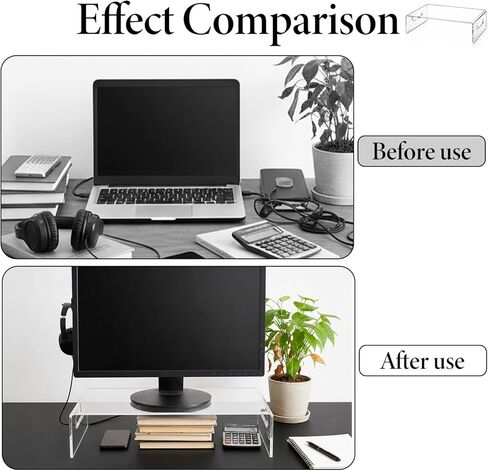 2 Pcs Acrylic Monitor Stand, Clear Laptop Stand with Handle Monitor Riser Desk Accessories for Office, School, Home in Kuwait