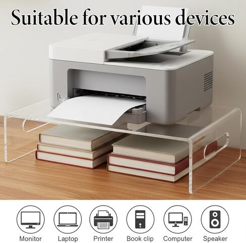 2 Pcs Acrylic Monitor Stand, Clear Laptop Stand with Handle Monitor Riser Desk Accessories for Office, School, Home in Kuwait