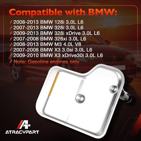 6L45E CL45E Automatic Transmission Filter & Oil Pan Gasket Kit Compatible with 2007-2013 BMW 128i 328i 328xi M3 X3, Replaces 24117593565 24117572618 in Kuwait