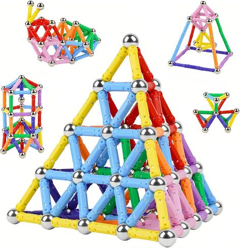 158Pcs Magnetic Building Sticks Blocks, Magnet Educational Toys STEM Toys Learning for Kids, 3D Construction Building Toy with Storage Bag in Saudi Arabia
