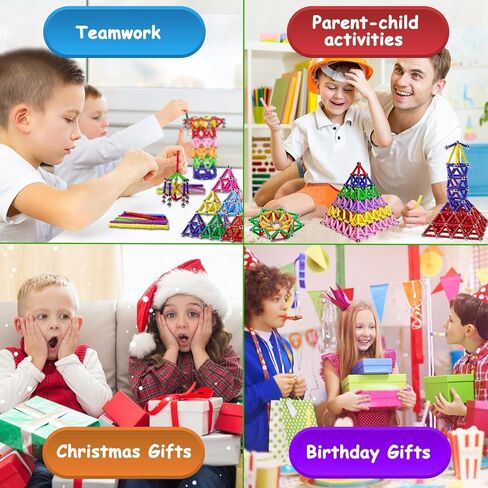 158Pcs Magnetic Building Sticks Blocks, Magnet Educational Toys STEM Toys Learning for Kids, 3D Construction Building Toy with Storage Bag in Saudi Arabia