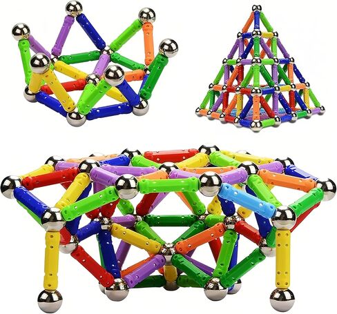158Pcs Magnetic Building Sticks Blocks, Magnet Educational Toys STEM Toys Learning for Kids, 3D Construction Building Toy with Storage Bag in Saudi Arabia