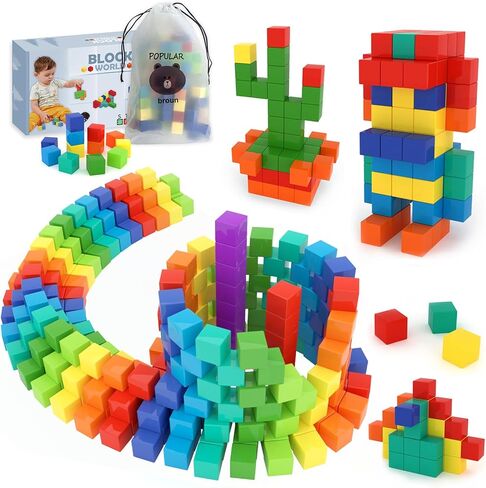 BananMelonBM 200 PCS Magnetic Blocks - Rainbow Magnetic Cubes Building Toys for Kids Ages 3-5 4-8, STEM Learning Preschool Educational Sensory Magnet Toys for Boys Girls in Saudi Arabia