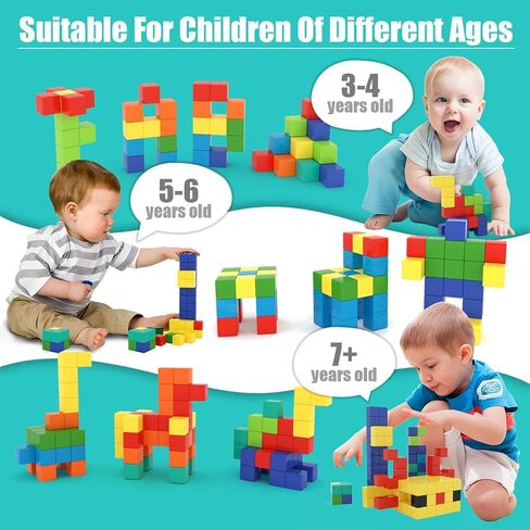 BananMelonBM 200 PCS Magnetic Blocks - Rainbow Magnetic Cubes Building Toys for Kids Ages 3-5 4-8, STEM Learning Preschool Educational Sensory Magnet Toys for Boys Girls in Saudi Arabia
