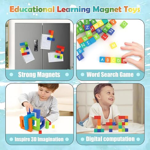 BananMelonBM 200 PCS Magnetic Blocks - Rainbow Magnetic Cubes Building Toys for Kids Ages 3-5 4-8, STEM Learning Preschool Educational Sensory Magnet Toys for Boys Girls in Saudi Arabia