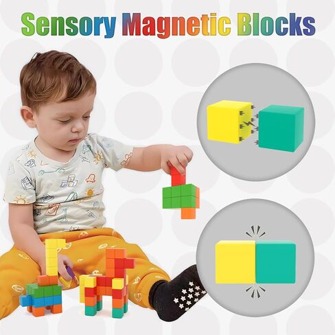 BananMelonBM 200 PCS Magnetic Blocks - Rainbow Magnetic Cubes Building Toys for Kids Ages 3-5 4-8, STEM Learning Preschool Educational Sensory Magnet Toys for Boys Girls in Saudi Arabia