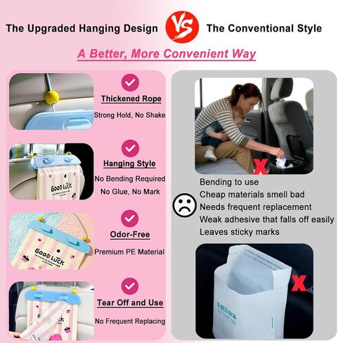Car Trash Bags 20Pcs, Leak Proof Hanging Car Garbage Bag for Back Seat, Large Capacity Auto Trash Can Disposable with Phone Holder, Waterproof Car Sick Bags for Travel, SUV Truck, Family Road Trip in Saudi Arabia