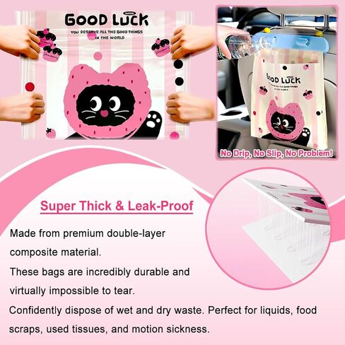 Car Trash Bags 20Pcs, Leak Proof Hanging Car Garbage Bag for Back Seat, Large Capacity Auto Trash Can Disposable with Phone Holder, Waterproof Car Sick Bags for Travel, SUV Truck, Family Road Trip in Saudi Arabia