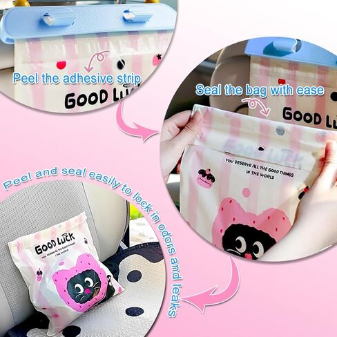 Car Trash Bags 20Pcs, Leak Proof Hanging Car Garbage Bag for Back Seat, Large Capacity Auto Trash Can Disposable with Phone Holder, Waterproof Car Sick Bags for Travel, SUV Truck, Family Road Trip in Saudi Arabia