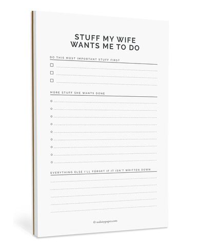 Todaisy Paper Stuff My Wife Wants Me To Do Notepad - 5.5 x 8.5 Funny Husband, 50 Tear-Off Sheets - Relatable To-Do List & Task Tracker for Men - Minimalist Groom, Anniversary, or Gag Gift for Him in Kuwait