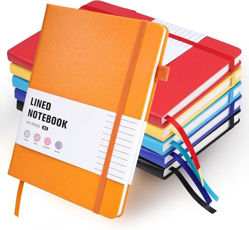 Thboxes 6 Pack Hardcover Journaling Notebooks, 5.6" x 8.2" A5 Multicolor Ruled Notebooks with Pen Holder, Lined Journals for Women Man Office Supplies Note-Taking, Work, School in Kuwait