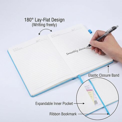 Thboxes 6 Pack Hardcover Journaling Notebooks, 5.6" x 8.2" A5 Multicolor Ruled Notebooks with Pen Holder, Lined Journals for Women Man Office Supplies Note-Taking, Work, School in Kuwait